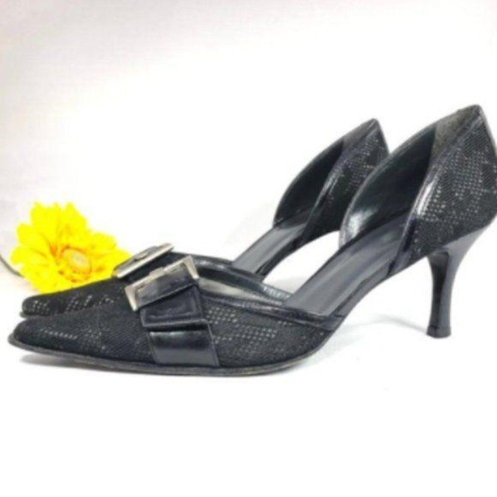 Stuart Weizman Glittered Black Heels, Size 8 - image 1